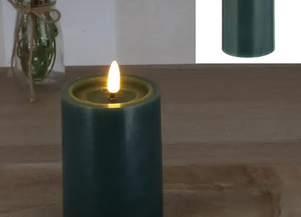 LED Echtwachskerze SHINE, Grünes Licht, ca. 7,5x10 cm hoch TK Gruppe® Grosshandel 