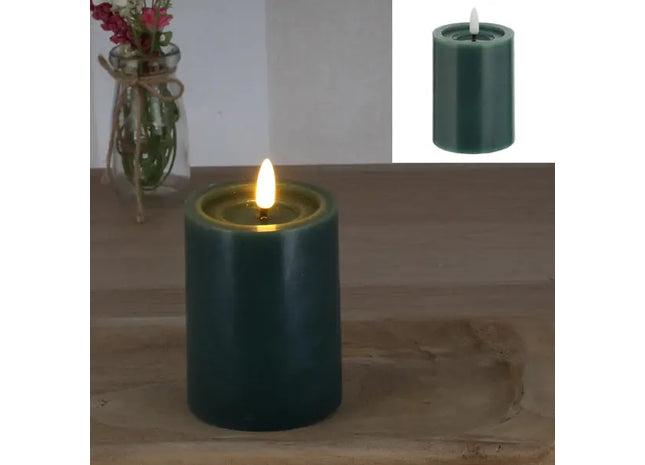 LED Echtwachskerze SHINE, Grünes Licht, ca. 7,5x10 cm hoch TK Gruppe® Grosshandel 