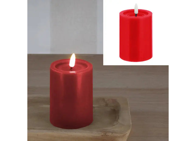 LED Echtwachskerze SHINE, Rot, ca. 7,5x10 cm - Gemütliches Lichtambiente TK Gruppe® Grosshandel 