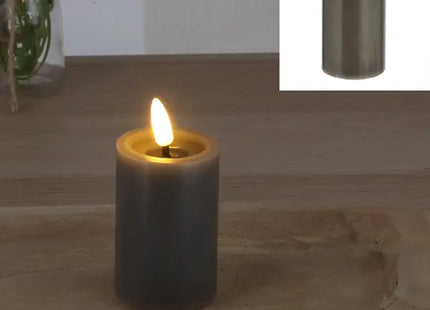 LED-Echtwachskerze 'SHINE', Grau, 5x10cm - Kompakte, sichere Tischkerze TK Gruppe® Grosshandel 