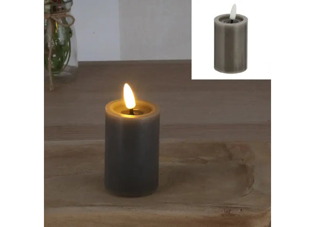 LED-Echtwachskerze 'SHINE', Grau, 5x10cm - Kompakte, sichere Tischkerze TK Gruppe® Grosshandel 