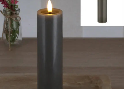 LED-Echtwachskerze 'SHINE', Grau, 5x15cm - Stilvolle, sichere Beleuchtung TK Gruppe® Grosshandel 