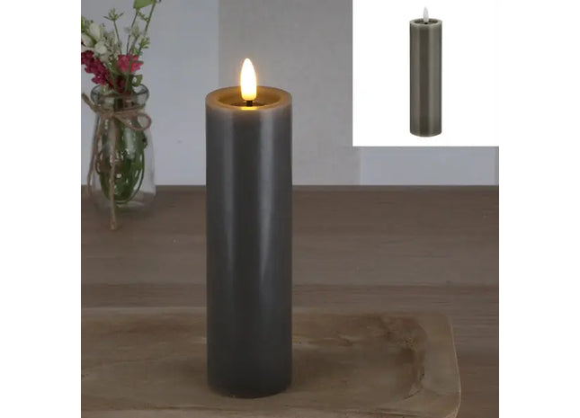 LED-Echtwachskerze 'SHINE', Grau, 5x15cm - Stilvolle, sichere Beleuchtung TK Gruppe® Grosshandel 