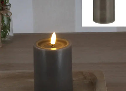 LED-Echtwachskerze 'SHINE', Grau, 7,5x10cm - Kompakte, sichere Beleuchtung TK Gruppe® Grosshandel 