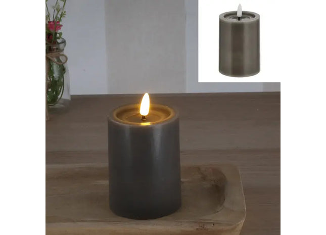 LED-Echtwachskerze 'SHINE', Grau, 7,5x10cm - Kompakte, sichere Beleuchtung TK Gruppe® Grosshandel 