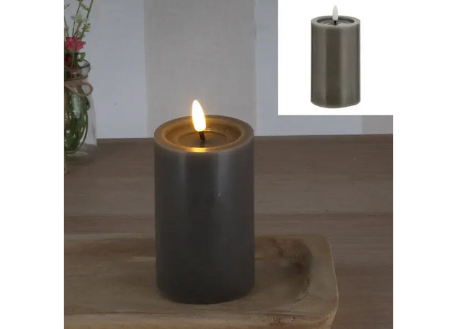 LED-Echtwachskerze 'SHINE', Grau, 7,5x12,5cm - Moderne, flammenlose Beleuchtung TK Gruppe® Grosshandel 