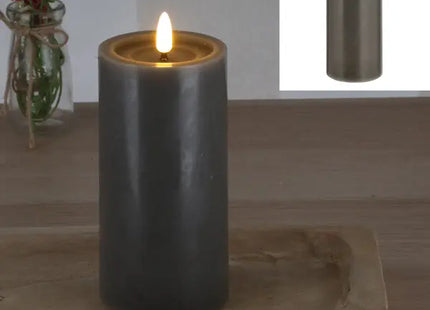 LED-Echtwachskerze 'SHINE', Grau, 7,5x15cm - Stilvolle, flammenlose Beleuchtung TK Gruppe® Grosshandel 