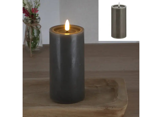 LED-Echtwachskerze 'SHINE', Grau, 7,5x15cm - Stilvolle, flammenlose Beleuchtung TK Gruppe® Grosshandel 