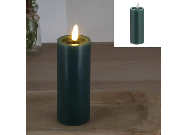 LED-Echtwachskerze 'SHINE', Grün, 5x12,5cm - Stilvolles, sicheres Leuchten TK Gruppe® Grosshandel 