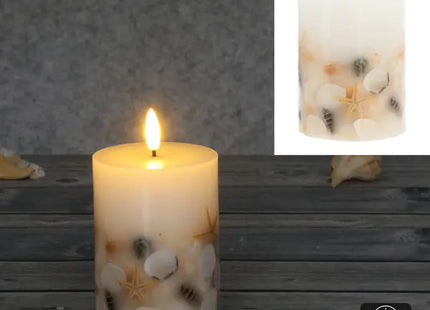 LED Echtwachskerze, Muschel-Design, ca. 7,5x10 cm, batteriebetrieben, sicherer Flammeneffekt TK Gruppe® Grosshandel 