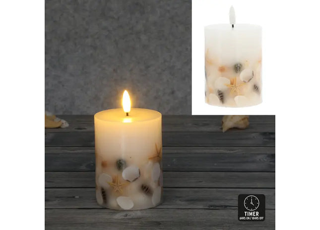 LED Echtwachskerze, Muschel-Design, ca. 7,5x10 cm, batteriebetrieben, sicherer Flammeneffekt TK Gruppe® Grosshandel 