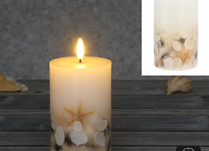 LED Echtwachskerze, Muschel-Design, ca. 7,5x12,5 cm, batteriebetrieben, flackernder Flammeneffekt TK Gruppe® Grosshandel 