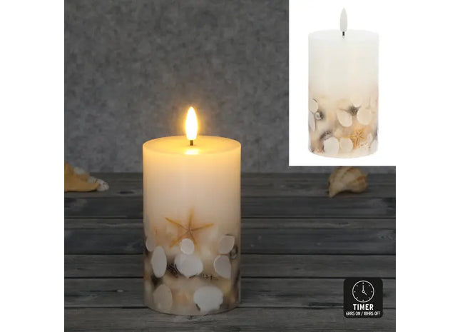 LED Echtwachskerze, Muschel-Design, ca. 7,5x12,5 cm, batteriebetrieben, flackernder Flammeneffekt TK Gruppe® Grosshandel 