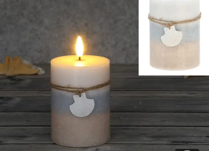 LED Echtwachskerze, maritimes Design, ca. 7,5x10 cm, flackerndes Licht, batteriebetrieben TK Gruppe® Grosshandel 