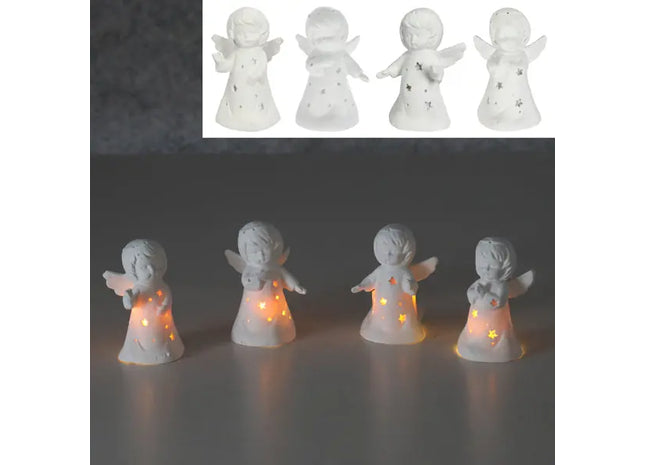 LED-Engel Figuren, 4er-Set - Himmlische Leuchtdekoration TK Gruppe® Grosshandel 