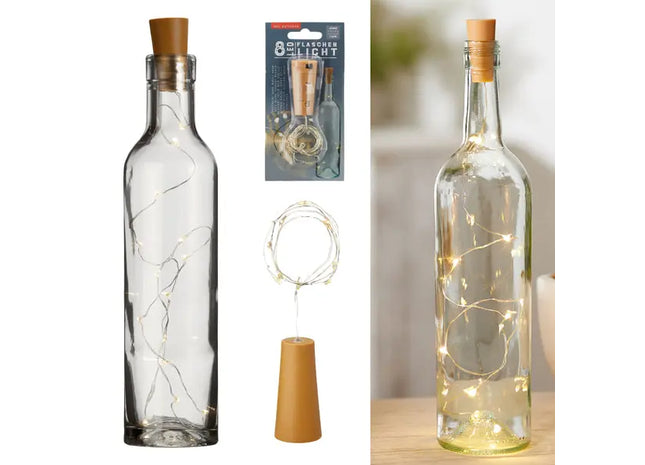 LED Flaschenbeleuchtung, 8 Leuchten, 75 cm - Stimmungsvolle Lichterkette TK Gruppe® Grosshandel 