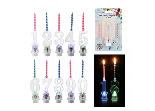 LED-Geburtstagskerze mit Musik, 3-teiliges Set – Feierliches Ambiente TK Gruppe® Grosshandel 