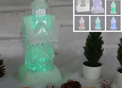 LED-Glam-Haus, Farbwechsel, 6 LEDs, 25 cm hoch - Stilvolle, leuchtende Dekoration TK Gruppe® Grosshandel 