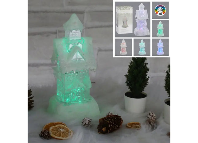 LED-Glam-Haus, Farbwechsel, 6 LEDs, 25 cm hoch - Stilvolle, leuchtende Dekoration TK Gruppe® Grosshandel 