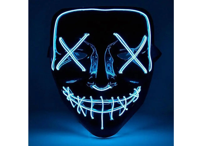LED Grusel Maske blau - wie aus Purge für Halloween, Fasching & Karneval als Kostüm für Herren & Damen (blau)
