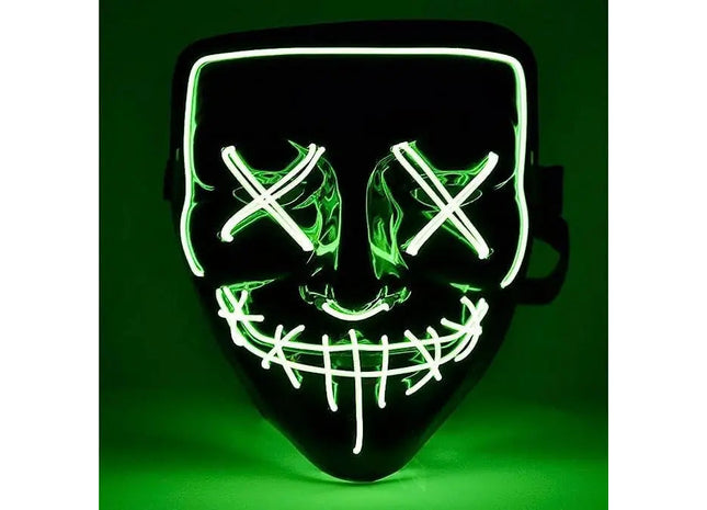 LED Grusel Maske - wie aus Purge steuerbar, für Halloween, Fasching & Karneval als Kostüm für Herren & Damen (grün)