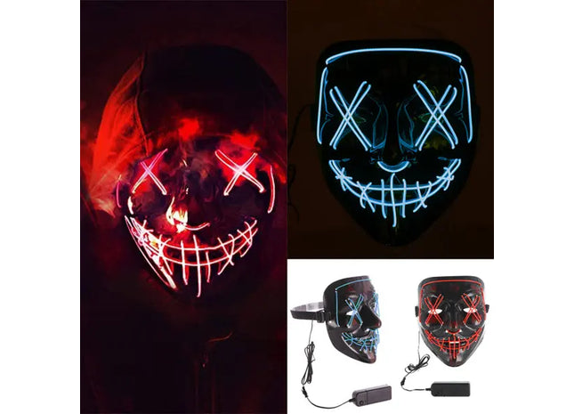 LED Gruselmaske für Halloween: Leuchtende Verkleidung - 2er Set, ca. 20cm hoch TK Gruppe® Grosshandel 