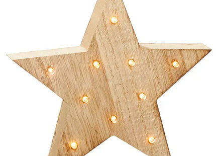 LED Holz Stern Natural Xmas, klein, 10 LED, 18cm - Gemütliche und Stilvolle Weihnachtsbeleuchtung TK Gruppe® Grosshandel 
