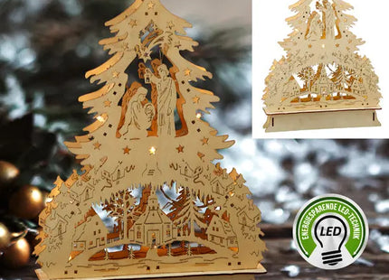 LED Holz Weihnachtsbaum, Ca. 43cm Hoch – Festliche Heimdekoration TK Gruppe® Grosshandel 