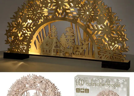 LED Holzschwibbogen Natur, Ca. 45cm Breite - Stilvolle Beleuchtungsdeko TK Gruppe® Grosshandel 