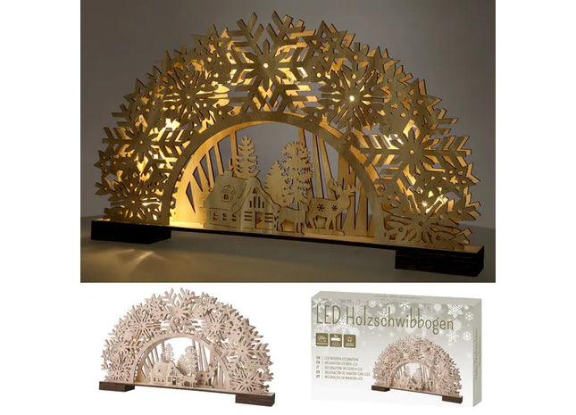 LED Holzschwibbogen Natur, Ca. 45cm Breite - Stilvolle Beleuchtungsdeko TK Gruppe® Grosshandel 