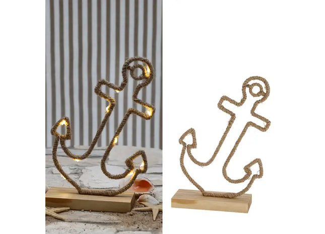 LED Jute Anker auf Holzfuß, ca. 21cmH TK Gruppe® Grosshandel 