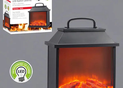 LED-Kaminlaterne, realistischer Flammeneffekt, ca. 30x32x18 cm - Gemütlicher Deko-Akzent TK Gruppe® Grosshandel 