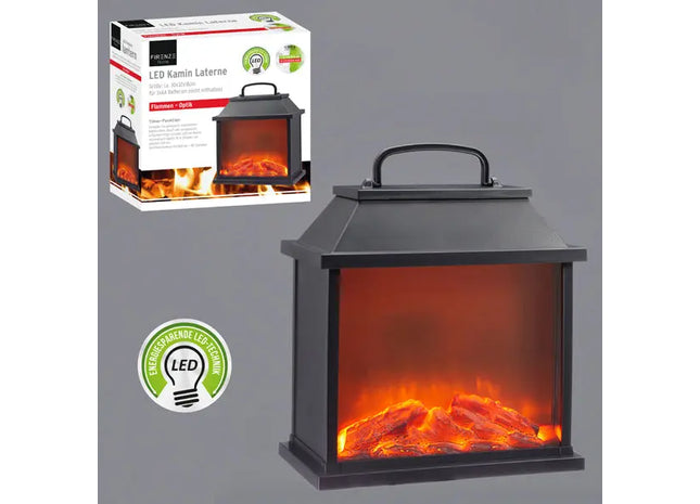 LED-Kaminlaterne, realistischer Flammeneffekt, ca. 30x32x18 cm - Gemütlicher Deko-Akzent TK Gruppe® Grosshandel 