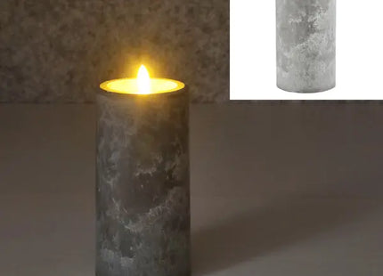 LED-Kerze in Betonoptik, L, 7,5x15 cm hoch – Realistische, sichere Dekobeleuchtung TK Gruppe® Grosshandel 