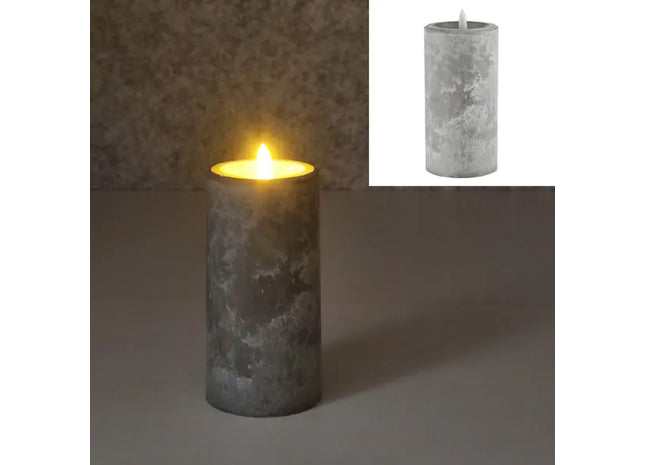 LED-Kerze in Betonoptik, L, 7,5x15 cm hoch – Realistische, sichere Dekobeleuchtung TK Gruppe® Grosshandel 