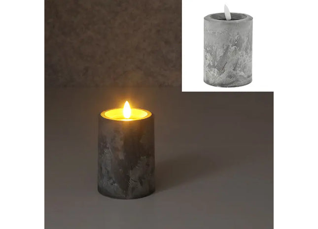 LED-Kerze in Betonoptik, S, 7,5x10 cm hoch – Realistische, sichere Dekobeleuchtung TK Gruppe® Grosshandel 