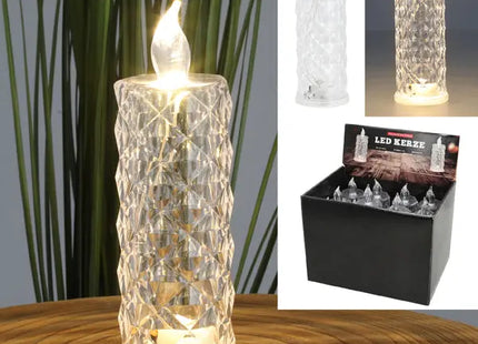 LED-Kerze in Kristalloptik, Klar, 12 cm Höhe - Elegante Beleuchtung für Ihr Zuhause TK Gruppe® Grosshandel 