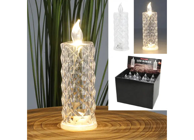 LED-Kerze in Kristalloptik, Klar, 12 cm Höhe - Elegante Beleuchtung für Ihr Zuhause TK Gruppe® Grosshandel 
