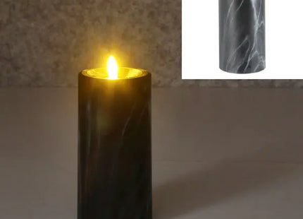 LED-Kerze in Marmoroptik, L, 7,5x15 cm hoch – Realistische, sichere Beleuchtung TK Gruppe® Grosshandel 