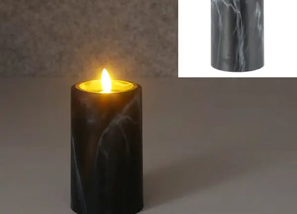 LED-Kerze in Marmoroptik, M, 7,5x12,5 cm hoch – Realistische, sichere Ambientebeleuchtung TK Gruppe® Grosshandel 
