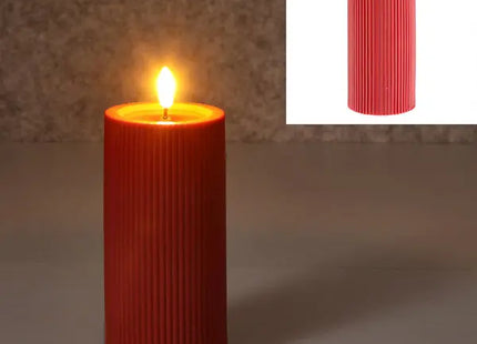 LED-Kerze mit Rille, rot, L, 7,5x15 cm hoch – Realistische, stilvolle Dekobeleuchtung TK Gruppe® Grosshandel 