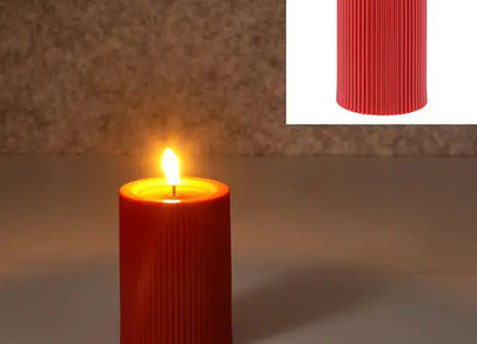 LED-Kerze mit Rille, rot, S, 7,5x10 cm hoch – Realistische, stilvolle Dekobeleuchtung TK Gruppe® Grosshandel 
