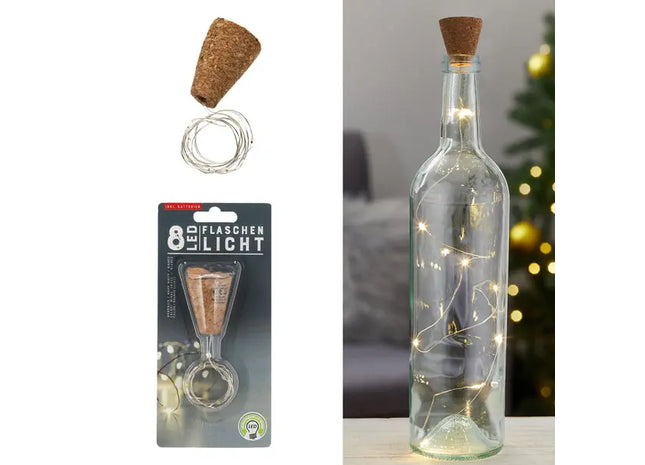 LED Korken Flaschenbeleuchtung - 75cm Lichterkette mit 8 LEDs, Ideal für Dekorative Akzente TK Gruppe® Grosshandel 