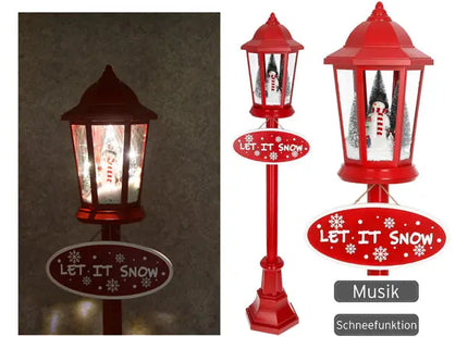 LED-Laterne mit Schneemann-Motiv, Rot, ca. 135 cm Höhe, Leuchtende Dekoration für Winter und Weihnachten TK Gruppe® Grosshandel 
