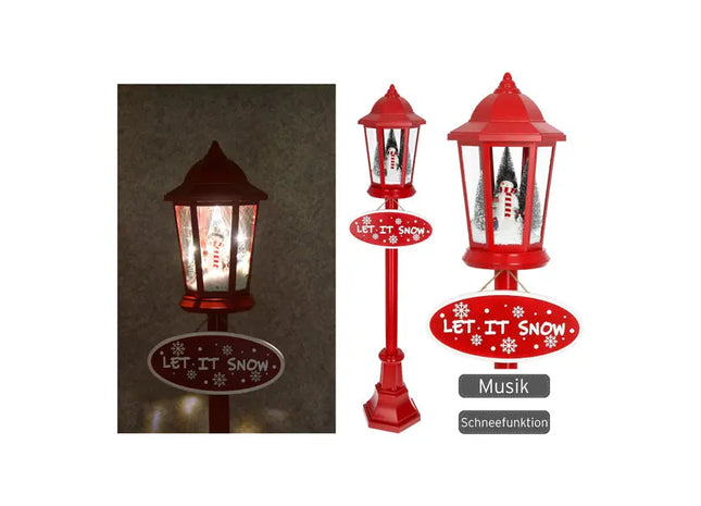LED-Laterne mit Schneemann-Motiv, Rot, ca. 135 cm Höhe, Leuchtende Dekoration für Winter und Weihnachten TK Gruppe® Grosshandel 