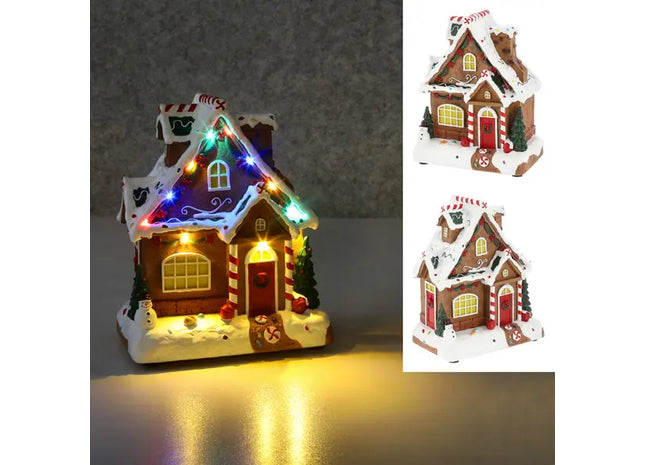 LED-Lebkuchenhaus, Winterliches Dekor, ca. 18x22 cm TK Gruppe® Grosshandel 