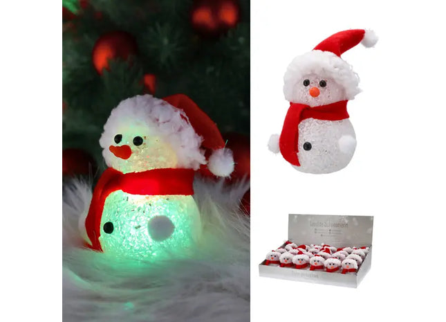 LED Leuchte Schneemann, 12cm Hoch, Weihnachtliche Tischdekoration TK Gruppe® Grosshandel 
