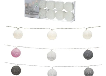 LED-Lichterkette Cottonball, 10 LEDs, 300 cm, 3er-Set, ca. 4 cm Durchmesser - Gemütliche Beleuchtung TK Gruppe® Grosshandel 