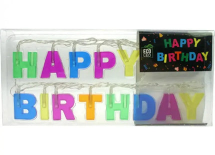 LED Lichterkette Happy Birthday, 1,5 Meter - Festliche Beleuchtungsdeko TK Gruppe® Grosshandel 
