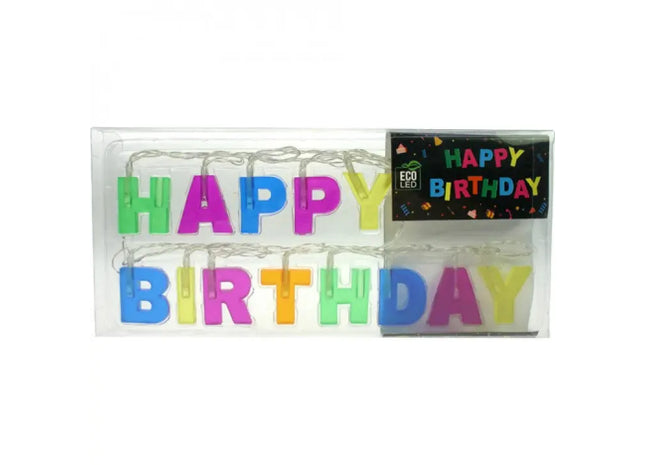 LED Lichterkette Happy Birthday, 1,5 Meter - Festliche Beleuchtungsdeko TK Gruppe® Grosshandel 